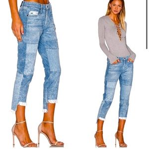 TORTOISE Savanna Crop Patchwork Two Tones Frayed Bottoms Jean